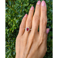 1.05 Ct. Ruby Natural Diamond Pave Ring, 18K Yellow Gold Life Style