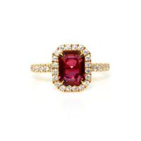 1.69 Ct. Ruby Natural Diamond Pave Ring, 18K Yellow Gold Video