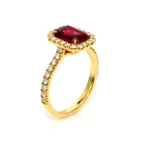 1.69 Ct. Ruby Natural Diamond Pave Ring, 18K Yellow Gold Image
