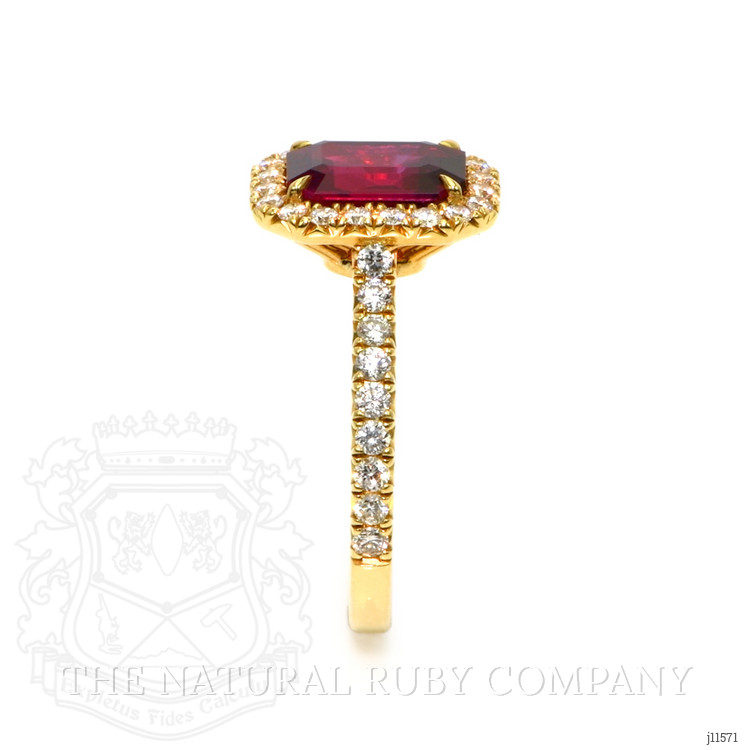 1.69 Ct. Ruby Natural Diamond Pave Ring, 18K Yellow Gold