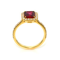1.69 Ct. Ruby Natural Diamond Pave Ring, 18K Yellow Gold Image