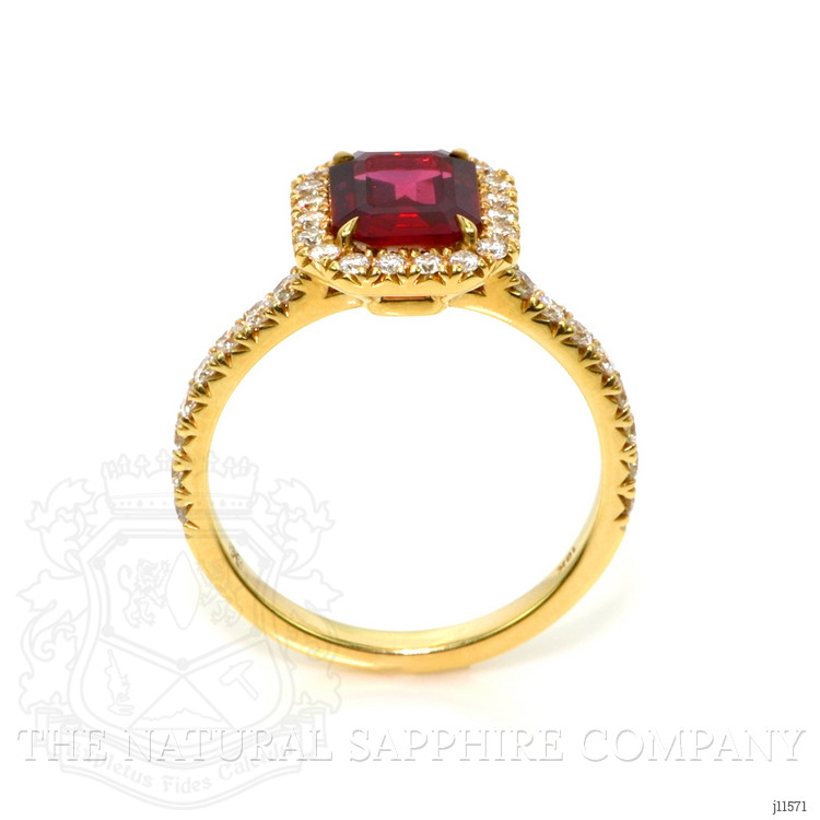1.69 Ct. Ruby Natural Diamond Pave Ring, 18K Yellow Gold