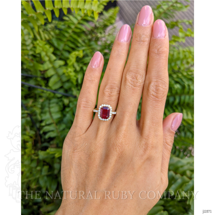 1.69 Ct. Ruby Natural Diamond Pave Ring, 18K Yellow Gold