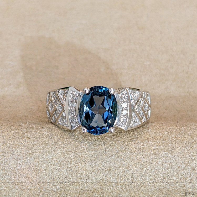 2.40 Ct. Topaz Natural Diamond Pave Ring, 14K White Gold