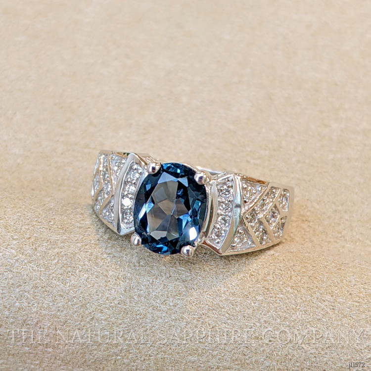 2.40 Ct. Topaz Natural Diamond Pave Ring, 14K White Gold