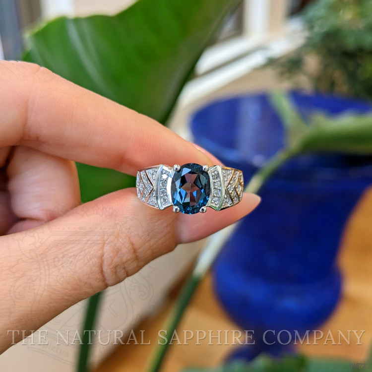 2.40 Ct. Topaz Natural Diamond Pave Ring, 14K White Gold