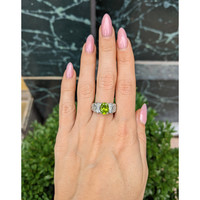 1.47 Ct. Peridot Natural Diamond Pave Ring, 14K White Gold Life Style