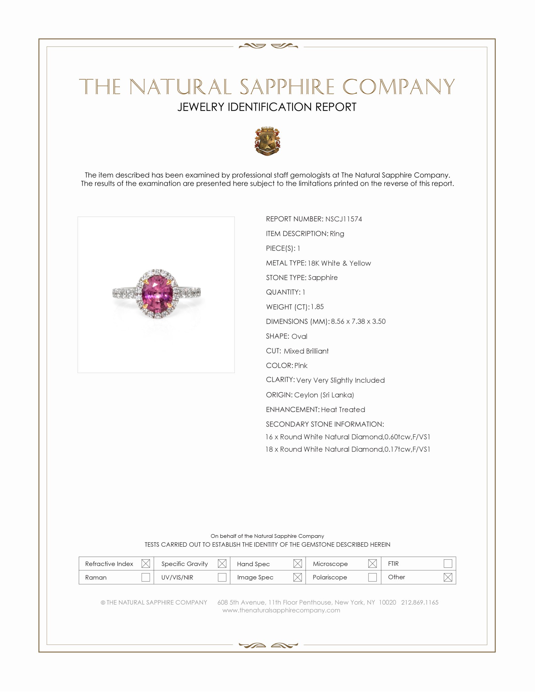 1.85 Ct. Pink Sapphire and Natural Diamond Pave Ring, 18K White & Yellow