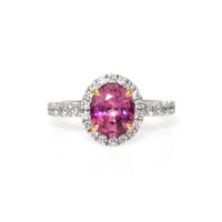 1.85 Ct. Pink Sapphire and Natural Diamond Pave Ring, 18K White & Yellow Video