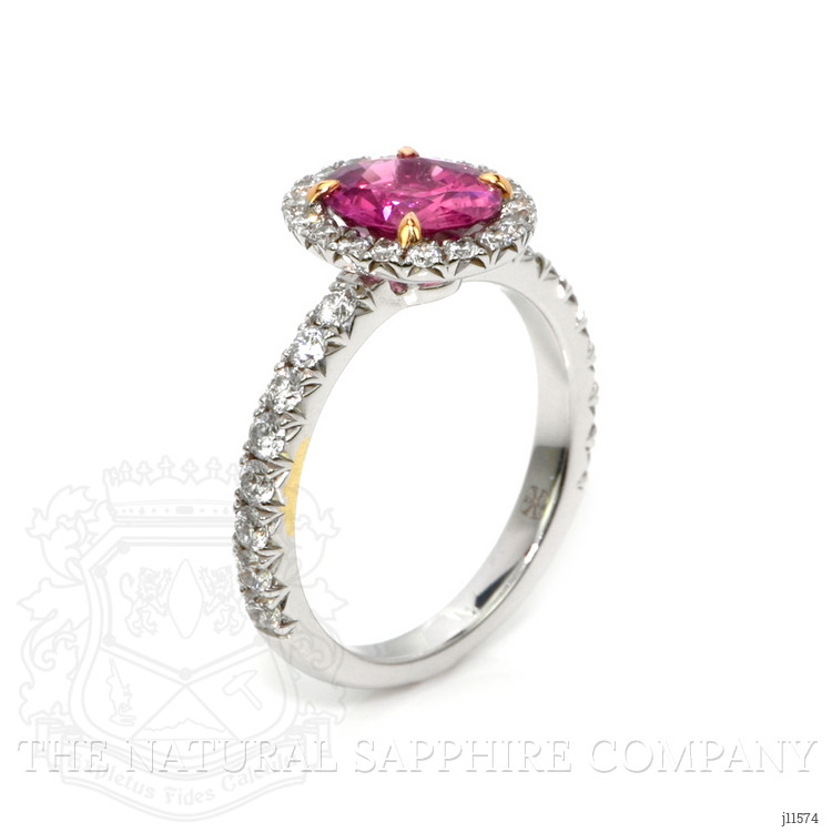 1.85 Ct. Pink Sapphire and Natural Diamond Pave Ring, 18K White & Yellow