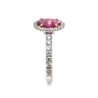 1.85 Ct. Pink Sapphire and Natural Diamond Pave Ring, 18K White & Yellow Image