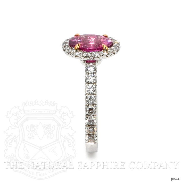 1.85 Ct. Pink Sapphire and Natural Diamond Pave Ring, 18K White & Yellow