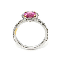 1.85 Ct. Pink Sapphire and Natural Diamond Pave Ring, 18K White & Yellow Image