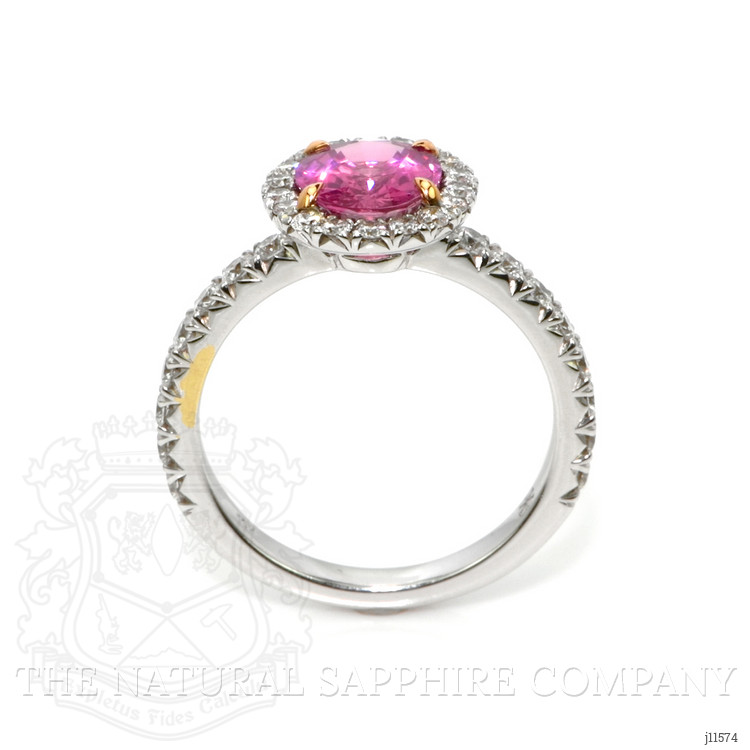 1.85 Ct. Pink Sapphire and Natural Diamond Pave Ring, 18K White & Yellow
