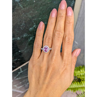 1.85 Ct. Pink Sapphire and Natural Diamond Pave Ring, 18K White & Yellow Life Style