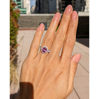 1.85 Ct. Pink Sapphire and Natural Diamond Pave Ring, 18K White & Yellow Life Style