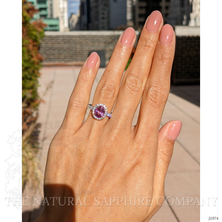 1.85 Ct. Pink Sapphire and Natural Diamond Pave Ring, 18K White & Yellow