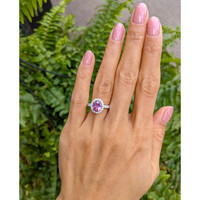 1.85 Ct. Pink Sapphire and Natural Diamond Pave Ring, 18K White & Yellow Life Style