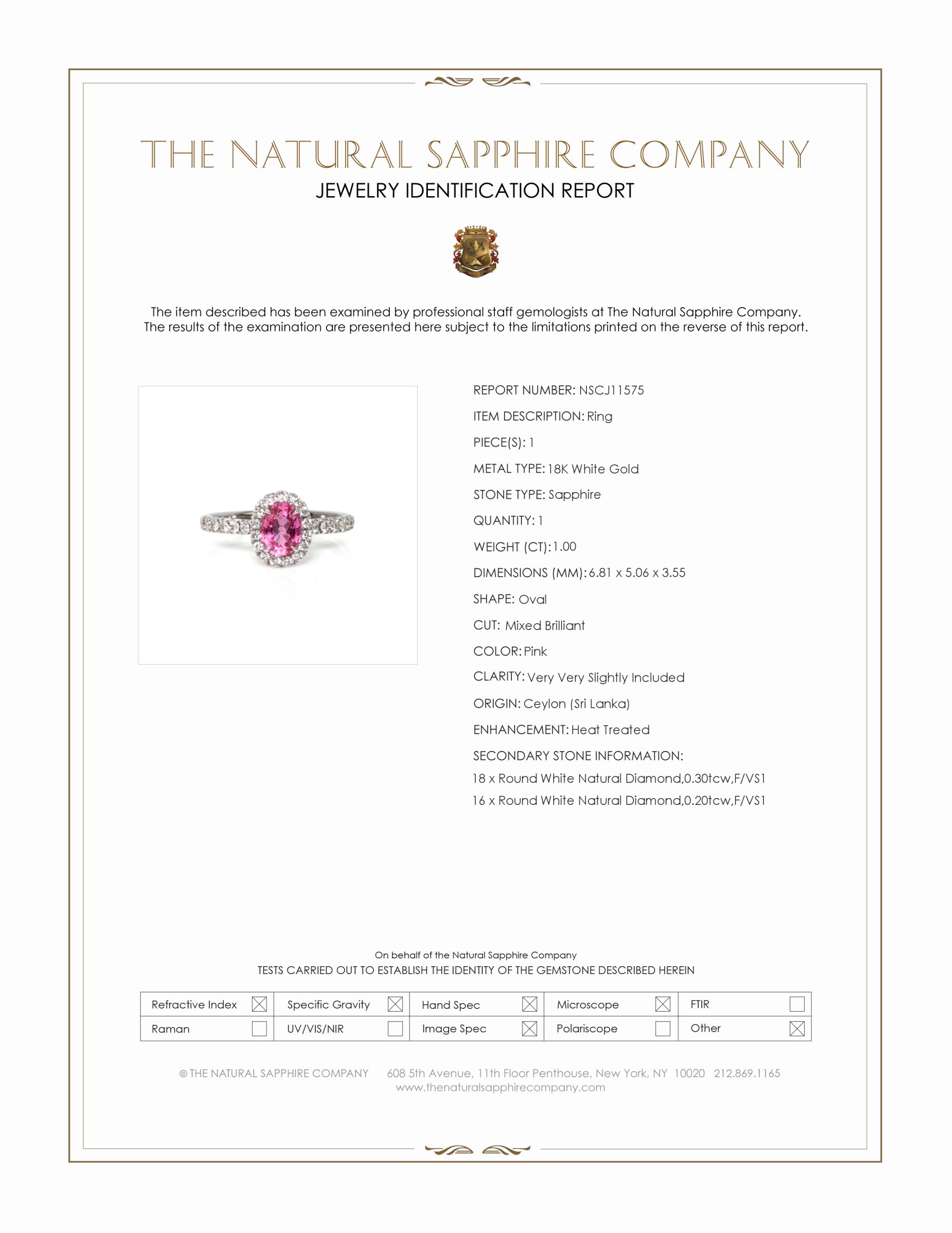 1.00 Ct. Pink Sapphire and Natural Diamond Pave Ring, 18K White Gold