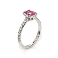 1.00 Ct. Pink Sapphire and Natural Diamond Pave Ring, 18K White Gold Image