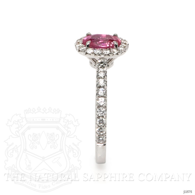 1.00 Ct. Pink Sapphire and Natural Diamond Pave Ring, 18K White Gold