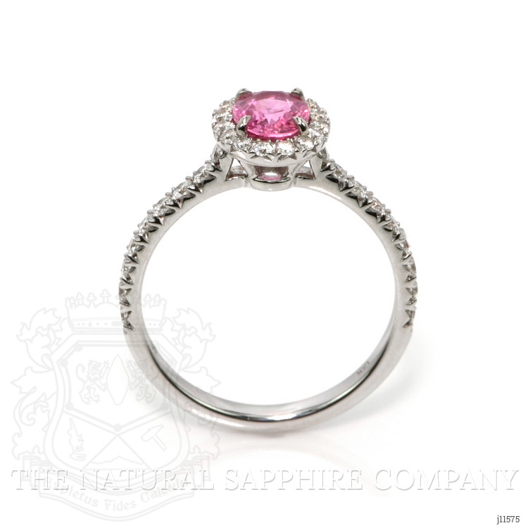 1.00 Ct. Pink Sapphire and Natural Diamond Pave Ring, 18K White Gold