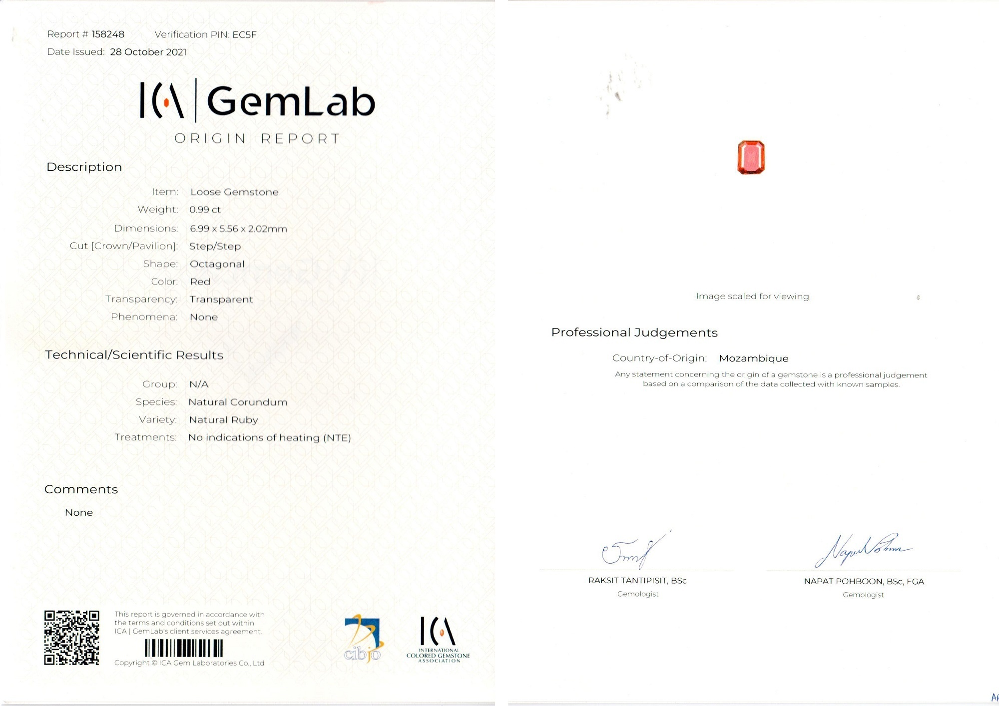 0.99 Ct. Ruby and Natural Diamond Pave Ring, 18K White Gold