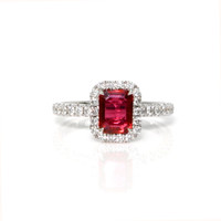 0.99 Ct. Ruby Natural Diamond Pave Ring, 18K White Gold Video