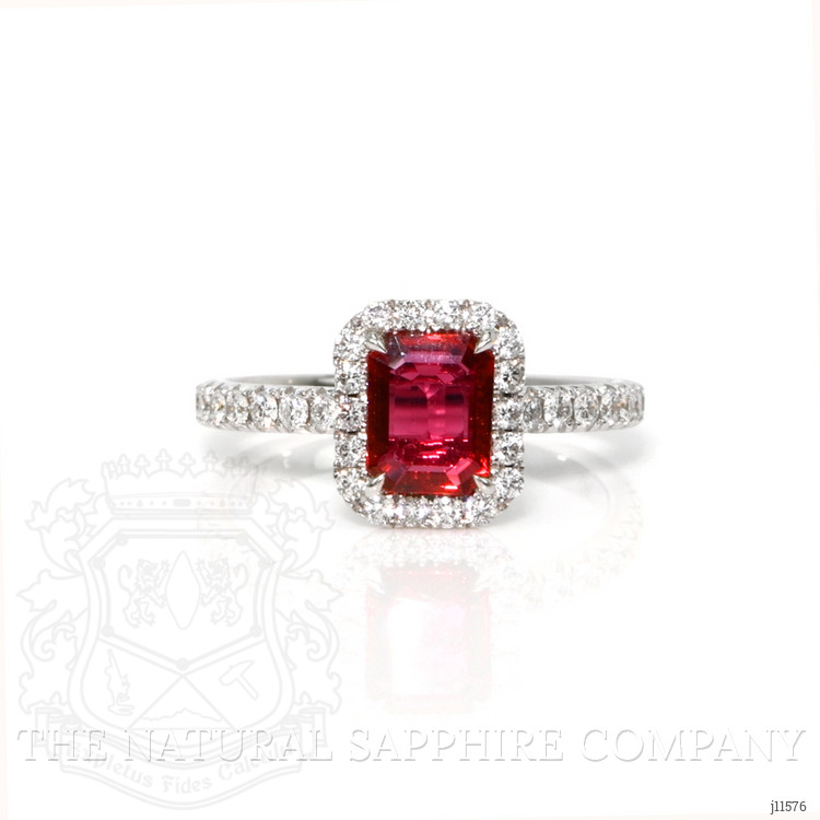 0.99 Ct. Ruby Natural Diamond Pave Ring, 18K White Gold