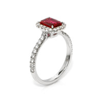 0.99 Ct. Ruby Natural Diamond Pave Ring, 18K White Gold Image