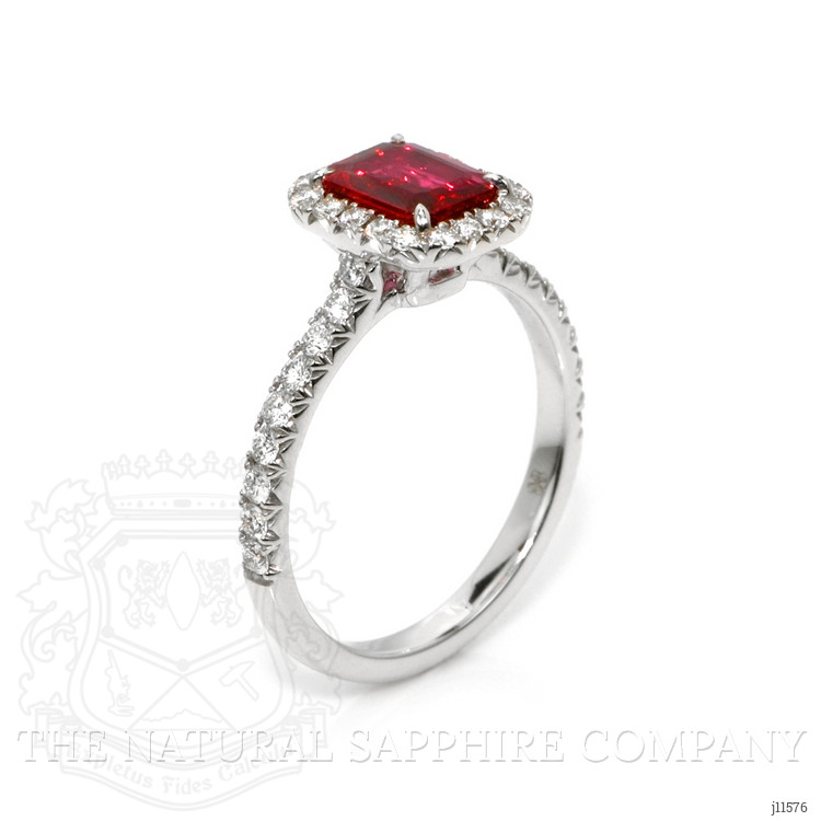 0.99 Ct. Ruby Natural Diamond Pave Ring, 18K White Gold