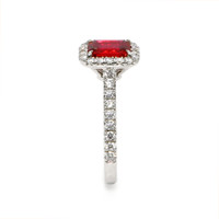 0.99 Ct. Ruby Natural Diamond Pave Ring, 18K White Gold Image