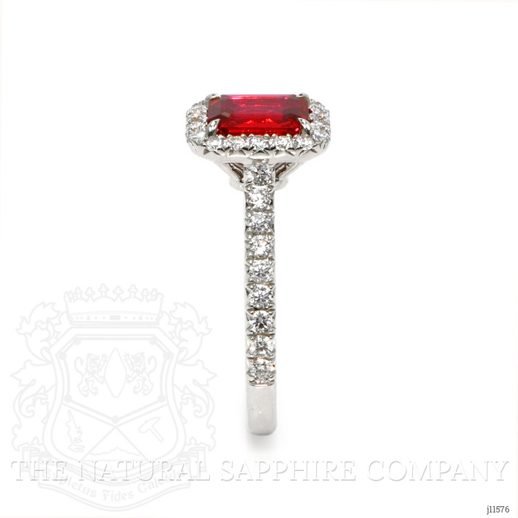 0.99 Ct. Ruby Natural Diamond Pave Ring, 18K White Gold