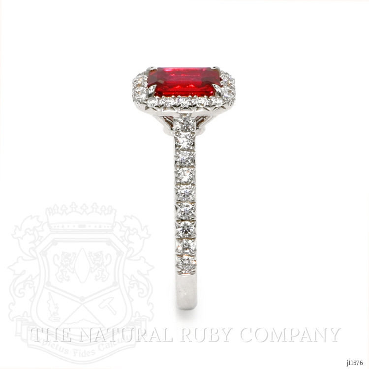 0.99 Ct. Ruby Natural Diamond Pave Ring, 18K White Gold