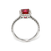 0.99 Ct. Ruby Natural Diamond Pave Ring, 18K White Gold Image