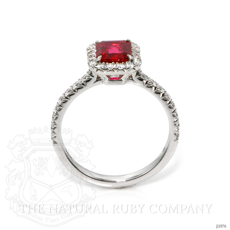 0.99 Ct. Ruby Natural Diamond Pave Ring, 18K White Gold