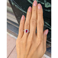 0.99 Ct. Ruby Natural Diamond Pave Ring, 18K White Gold Life Style