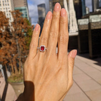 0.99 Ct. Ruby Natural Diamond Pave Ring, 18K White Gold Life Style