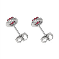 0.85&nbsp;Ct.Tw.Total Carat Weight Pinkish Red Ruby and Natural Diamond Studs Earrings, 18K White Gold Image