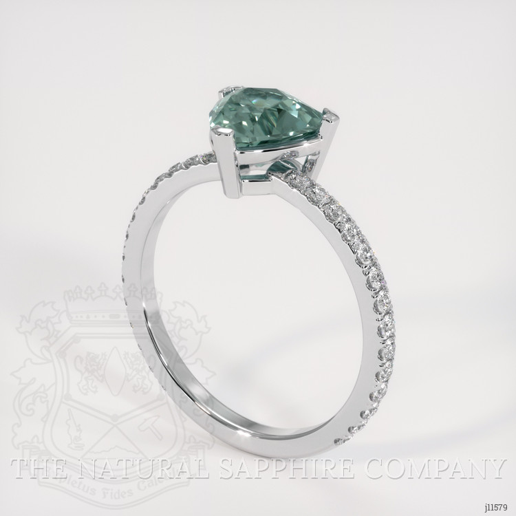 1.72 Ct. Bluish Green Sapphire Pave Ring, Platinum 950