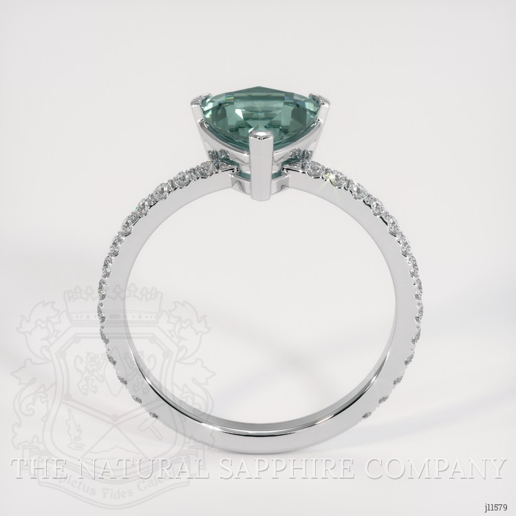 1.72 Ct. Bluish Green Sapphire Pave Ring, Platinum 950