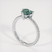 1.72 Ct. Bluish Green Sapphire Pave Ring, Platinum 950 Life Style