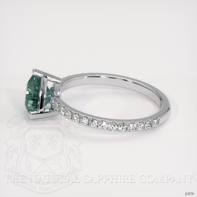 1.72 Ct. Bluish Green Sapphire Pave Ring, Platinum 950