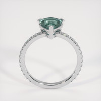 1.72 Ct. Bluish Green Sapphire Pave Ring, Platinum 950 Life Style