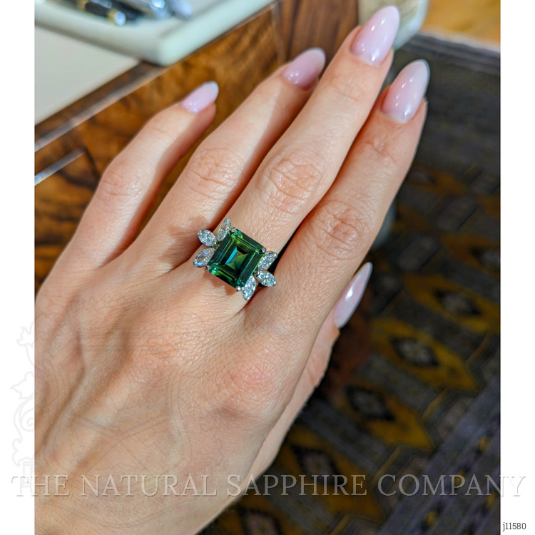 5.21 Ct. Bi Color Sapphire and Natural Diamond Accent Stones Ring, Platinum 950