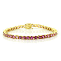 8.75 Ct.Tw. Pink Sapphire Tennis/Riviere Bracelet, 14K Yellow Gold Video