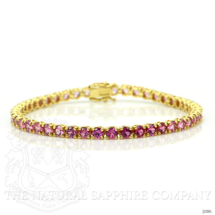 8.75 Ct.Tw. Pink Sapphire Tennis/Riviere Bracelet, 14K Yellow Gold