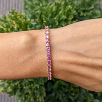 8.75 Ct.Tw. Pink Sapphire Tennis/Riviere Bracelet, 14K Yellow Gold Life Style