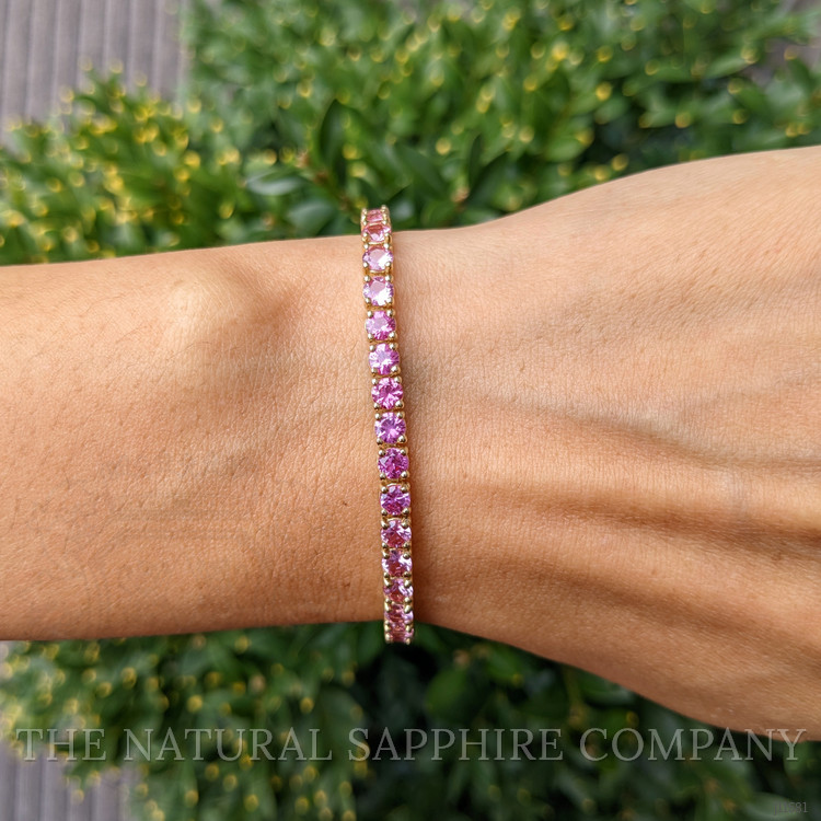 8.75 Ct.Tw. Pink Sapphire Tennis/Riviere Bracelet, 14K Yellow Gold