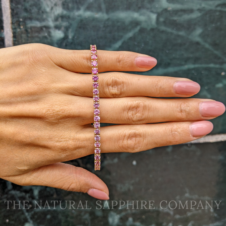 8.75 Ct.Tw. Pink Sapphire Tennis/Riviere Bracelet, 14K Yellow Gold